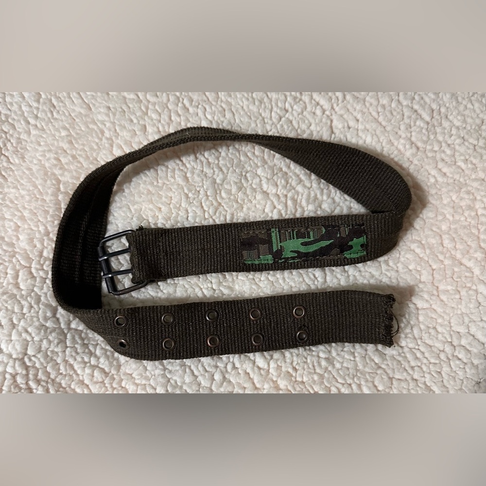 Boy’s Olive Green and Brown Canvas Camo Military Style Belt
